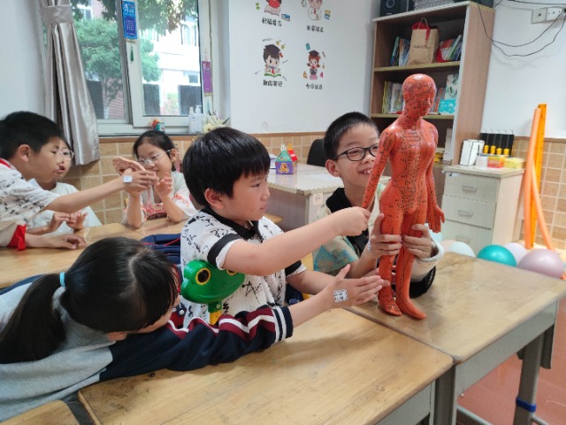 寧波市鎮(zhèn)安小學(xué)學(xué)生體驗(yàn)“尋穴位” 學(xué)校供圖.jpg